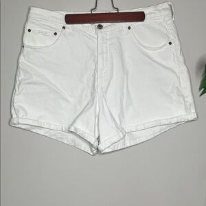 Abercrombie & Fitch High Rise Dad White Denim Shorts